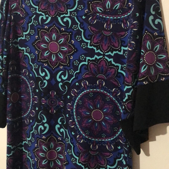 Julian Chang Purple /Blue Abstract Floral Dress - Picture 3 of 5